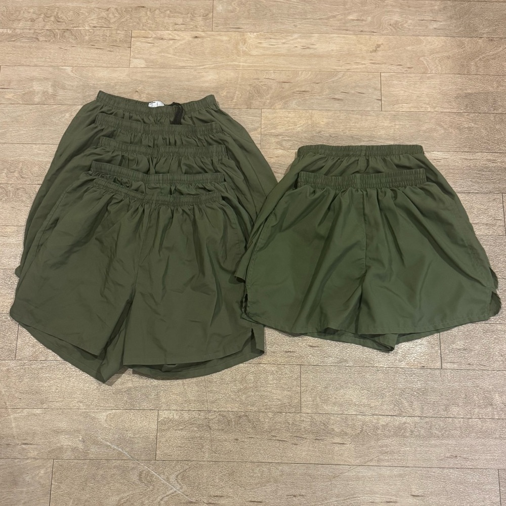 Lot of 7 Soffe Green Athletic Running Shorts Size Small